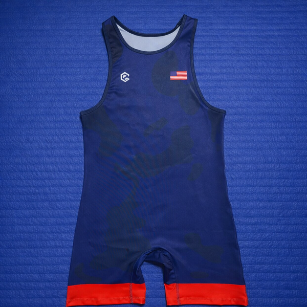 (On-Hand) USA Wrestling Singlet Mens Red