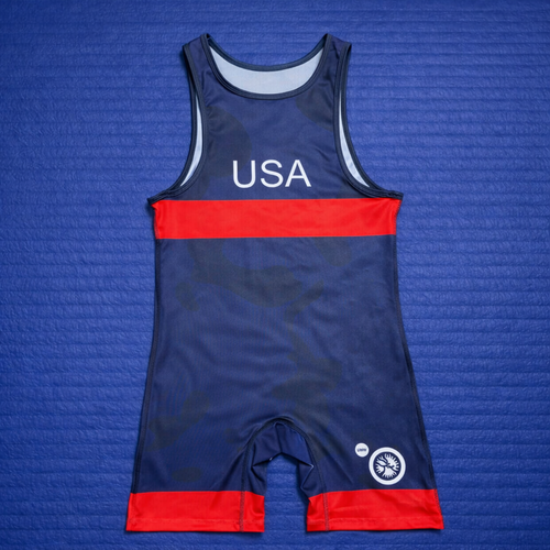 (On-Hand) USA Wrestling Singlet Mens Red