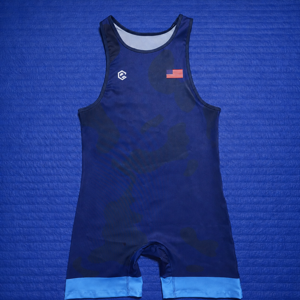 (On-Hand) USA Wrestling Singlet Mens Blue