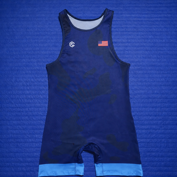 (On-Hand) USA Wrestling Singlet Mens Blue