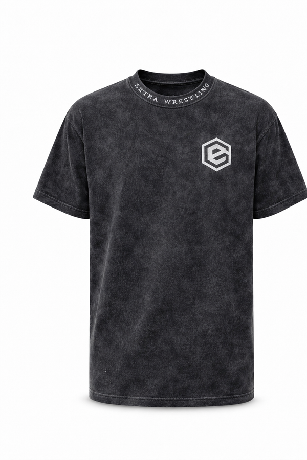 (On-Hand) Entra Wrestling Washed Black Logo Heavyweight Tee