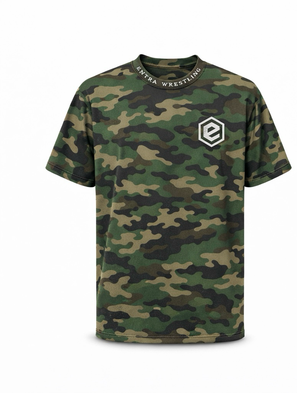 (On-Hand)Entra Wrestling Woodland Camo Heavyweight Tee